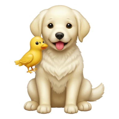 white labrador with yellow chicken toy in mouth sticker