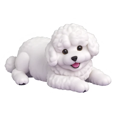 bichon frise dog, lying down, curly white fur, happy, clean background sticker