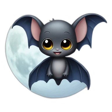 baby bat wings in front of moon sticker