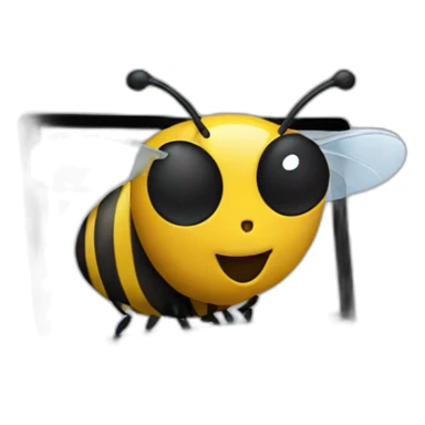 a bee working on a macbook sticker