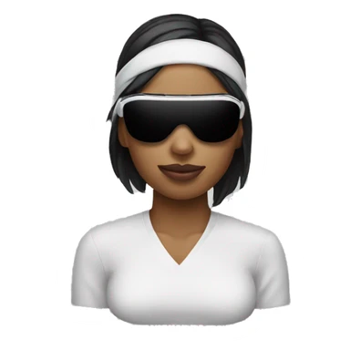 blindfolded woman wearing airpods maz sticker
