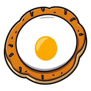 brown plain cookie with sunny side up egg on top sticker