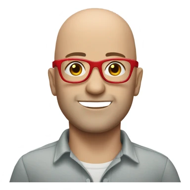Bald white man using red glasses sticker