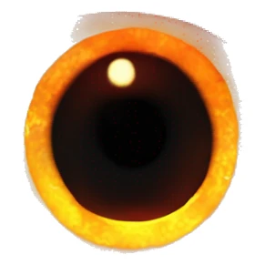 Eye of Sauron with glowing orange iris, set in a dark tower. sticker