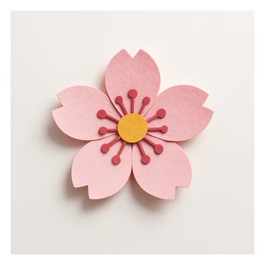sakura cherry blossom, paper craft style sticker