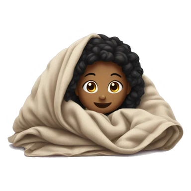 black hair girl crawling into a blanket  sticker