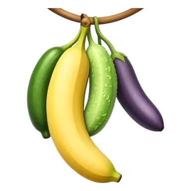 hanging banana cucumber eggplant sticker