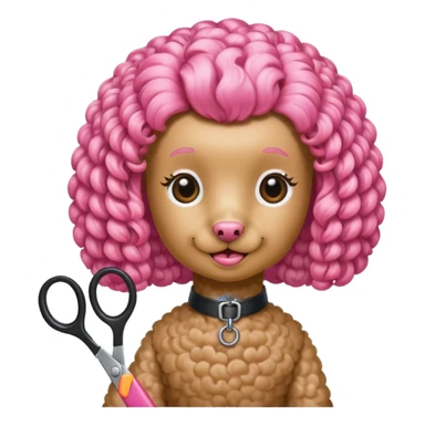 poodle color rosada tijera sticker