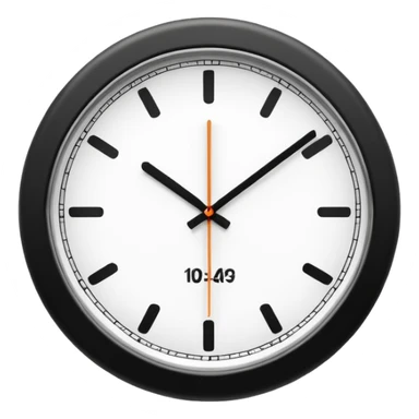 necesito un reloj, ilustrado minimalista, a blancoy negro, con linea delgada , como un icono, que marque las 10 am, sin logo de marca, un reloj de pared sticker