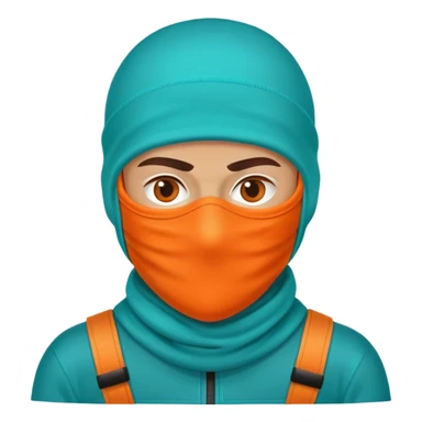sinister-looking robber with teal and orange ski mask sticker