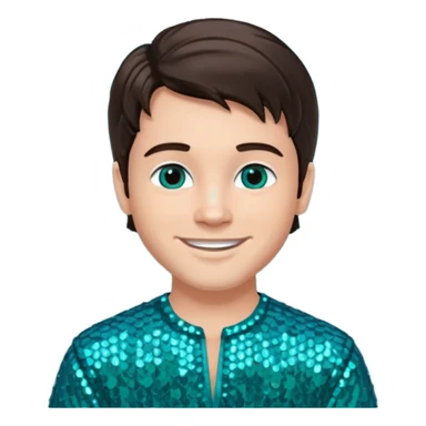 Daniel from The Bible with dark brown hair, teal sequin outfit sticker