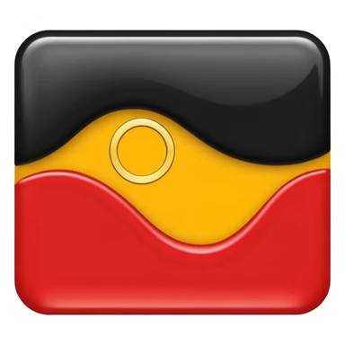 A wawy black and red rectangle with medium sized yellow circle in the middle sticker
