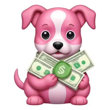 Pink dog with money  sticker