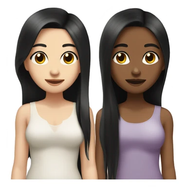 Lesbians with long black hair and white skin romantically looking into each others eyes sticker