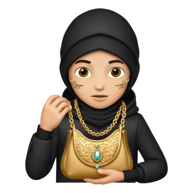 Thief with stolen jewelry bag sticker