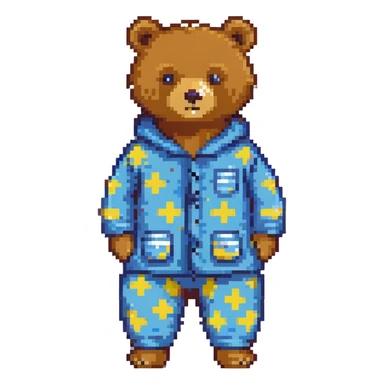 bear in blue pajamas standing sticker