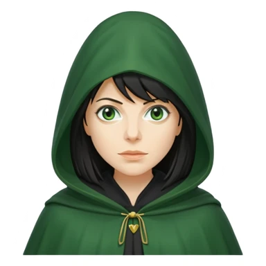 claudia winkleman as a traitor with a green cloak sticker