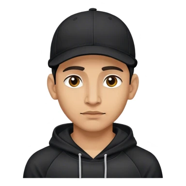 lightskin indian guy wearing a black hooding and a black baseball cap  sticker