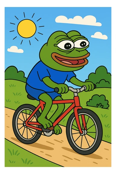 create a pepe riding bike sticker