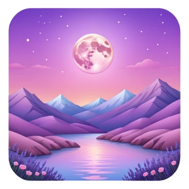 Shiny pastel rose-pink-lavender-violent-gradient moon sunset aesthetic realistic real life scenery landscape sticker