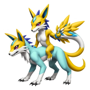 Colorful Meloetta-Electrike-Renamon-Wargreymon-Sergal-Pokémon-Digimon-Fakémon-fusion-hybrid-creature sticker