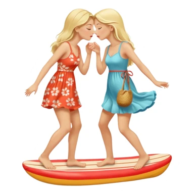 two beautiful blonde women kissing barefoot sticker