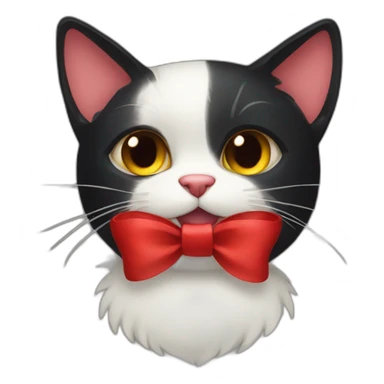 Black cat with a red bow  sticker