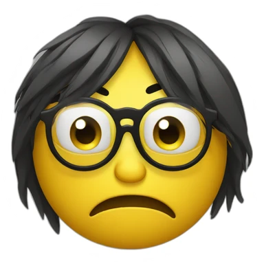 crying yellow emoji with big eyes and black glasses sticker