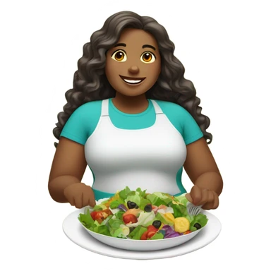 Fat girl eating salad sticker