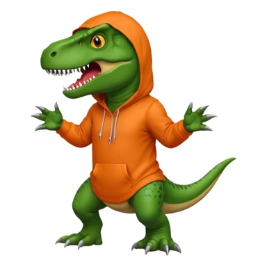 Trex in an orange hoodie sticker