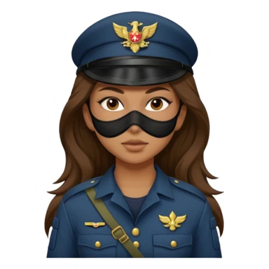 girl soldier with masks and long brown hair sticker