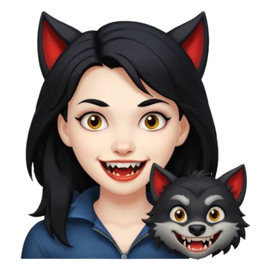 Werewolf black hair girl with a smile sticker
