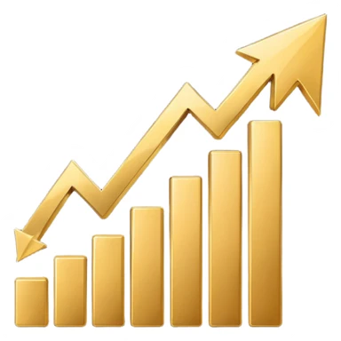 Create an emoji that shows a rising stock chart with a single upward arrow and a small company building symbol. sticker
