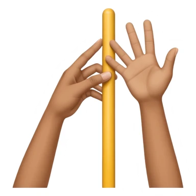one hand above another hand holding imaginary pole with top hand looking like it’s moving up and down the pole sticker
