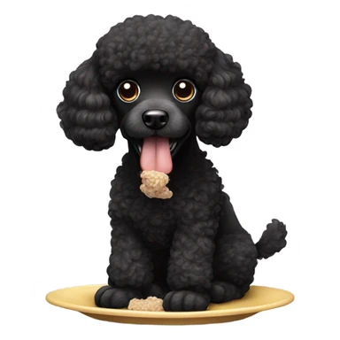 black poodle eating  sticker