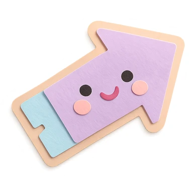 soft pastel kawaii arrow sticker in soft baby colors, paper craft style sticker