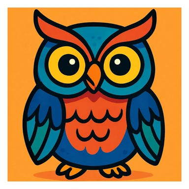 an owl, vibrant cartoon style sticker