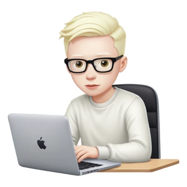 albino youtuber on laptop with desk no glasses sticker