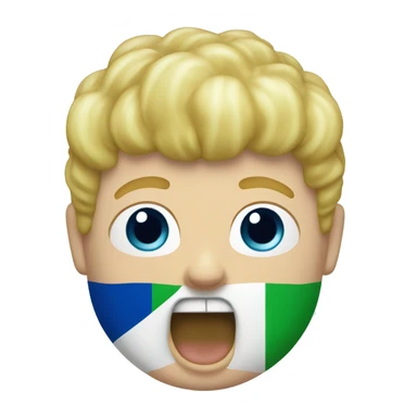 Guy with blonde hair and blue eyes eating a pot noodle  sticker