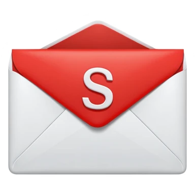 red envelope letter with white "S" logo sticker