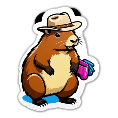 Cowgirl capybara sticker