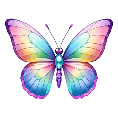 Sparkly Pastel rainbow-gradient iridescent crystal butterfly sticker