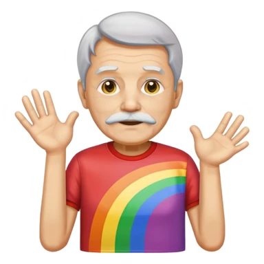 old man with rainbow colored t shirt sticker