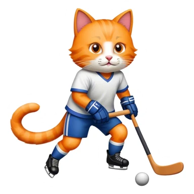 Cat playing hockey sticker