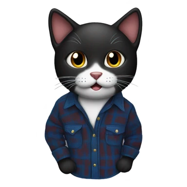 Black cat wearing a flannel sticker
