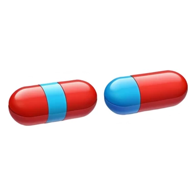 one red blue colored pill sticker