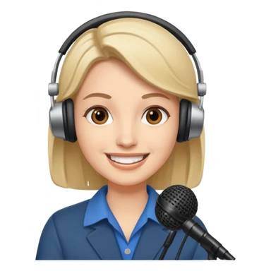 radyocu , podcast sunuyor, önünde microfon sticker