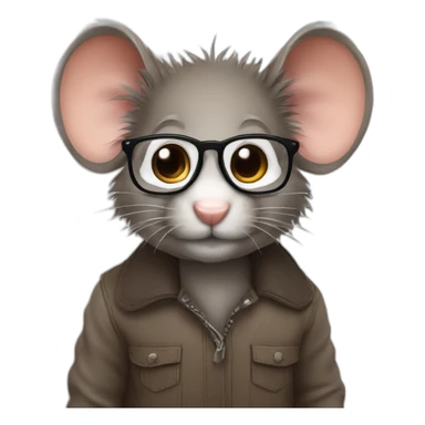 Un gros rat avec des lunettes et avec des cheveux bruns sticker