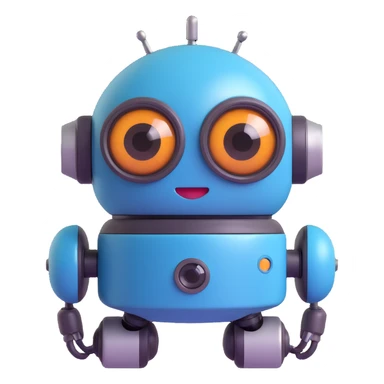 Friendly robot with big expressive eyes — round head, glossy finish, slightly clumsy but charming, cute (think Wall-E meets Baymax). sticker