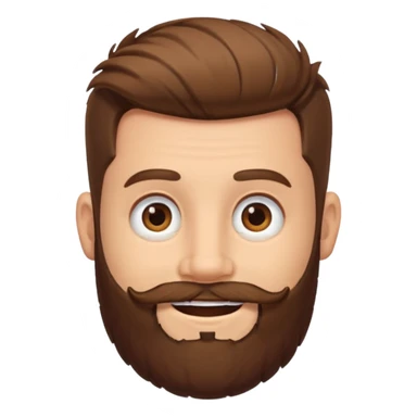 man, stubby hair, brown eyes, full beard, smiling sticker